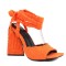 Chunky Heels Peep Toe Velvet Band Straps Summer Sandals - Orange