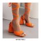 Chunky Heels Peep Toe Velvet Band Straps Summer Sandals - Orange