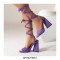 Chunky Heels Peep Toe Velvet Band Straps Summer Sandals - Purple