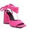 Chunky Heels Peep Toe Velvet Band Straps Summer Sandals - Rose Red