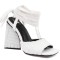 Chunky Heels Peep Toe Velvet Band Straps Summer Sandals - White