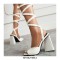 Chunky Heels Peep Toe Velvet Band Straps Summer Sandals - White