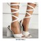 Chunky Heels Peep Toe Velvet Band Straps Summer Sandals - White