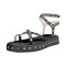 Peep Toe Rivet Decorated Punk Goth Style Ankle Straps Summer Flats Slipper Sandals - Black