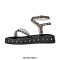Peep Toe Rivet Decorated Punk Goth Style Ankle Straps Summer Flats Slipper Sandals - Black