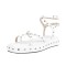 Peep Toe Rivet Decorated Punk Goth Style Ankle Straps Summer Flats Slipper Sandals - White