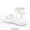 Peep Toe Rivet Decorated Punk Goth Style Ankle Straps Summer Flats Slipper Sandals - White