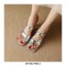 Peep Square Toe Kitten Heels Wrapped Slippers Sandals - Silver