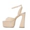 Square Open Toe Chunky Heels Ankle Buckle Straps Platforms Keren Sandals - Apricot Microfiber