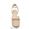 Square Open Toe Chunky Heels Ankle Buckle Straps Platforms Keren Sandals - Apricot Microfiber