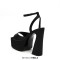 Square Open Toe Chunky Heels Ankle Buckle Straps Platforms Keren Sandals - Black Microfiber