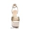 Square Open Toe Chunky Heels Ankle Buckle Straps Platforms Keren Sandals - Champagne Microfiber