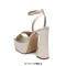 Square Open Toe Chunky Heels Ankle Buckle Straps Platforms Keren Sandals - Champagne Microfiber
