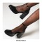 Round Toe Chunky Heels Classic Dorsay Ankle Straps Dress Pumps - Black