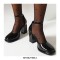 Round Toe Chunky Heels Classic Dorsay Ankle Straps Dress Pumps - Black