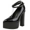 Pointed Toe Chunky Heels Platforms Ankle Buckle Gladiator Straps Pumps - Black
