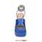 Peep Toe Chunky Heels Ankle Buckle Rhinestones Straps Platforms Sandals - Blue Satin
