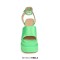 Peep Toe Chunky Heels Ankle Buckle Rhinestones Straps Platforms Sandals - Green Satin