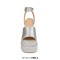Peep Toe Chunky Heels Ankle Buckle Rhinestones Straps Platforms Sandals - Silver Gray Satin