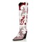 Pointed Toe Chunky Heels Knee Highs Western Cowgirl Boots - Red Glitters Faux Leather