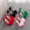 Peep Toe Stiletto Heels Ankle Buckle Straps Sexy Feather Sandals - Black Flock