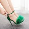 Peep Toe Stiletto Heels Ankle Buckle Straps Sexy Feather Sandals - Green Flock