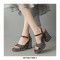 Peep Toe Platforms Chunky Heels Ankle Buckle Straps Sequins Sandals - Black