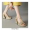 Peep Toe Platforms Chunky Heels Ankle Buckle Straps Sequins Sandals - Gold