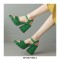 Peep Toe Platforms Chunky Heels Ankle Buckle Straps Sequins Sandals - Green
