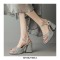 Peep Toe Platforms Chunky Heels Ankle Buckle Straps Sequins Sandals - Silver