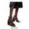 Peep Toe Round Chunky Heels Ankle Buckle Straps Summer Sandals - Black