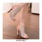 Peep Toe Block Heels Fishnet Transparent Ankle Back Straps Summer Boots - Black