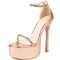 Stiletto Heels Peep Toe Ankle Buckle Rhinestones Straps Platforms Pumps  - Gold