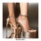 Stiletto Heels Peep Toe Ankle Buckle Rhinestones Straps Platforms Pumps  - Gold