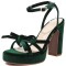 Peep Toe Ankle Buckle Straps Chunky Heels Platforms Velvet Sandals - Green