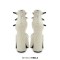 Pointed Toe Chunky Heels Ankle Buckle Trible Straps Pearl Ribbon Platforms Sandals - White Microfiber