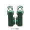 RoundToe Chunky Heels Ankle Buckle Trible Straps Pearl Ribbon Platforms Sandals - Green Microfiber