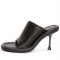 Peep Toe Stiletto Heels French Vintage Sandals Slippers - Black