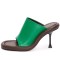 Peep Toe Stiletto Heels French Vintage Sandals Slippers - Brown Green