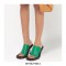 Peep Toe Stiletto Heels French Vintage Sandals Slippers - Brown Green