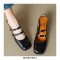Round Toe Medium Chunky Heels Slingback Mary Janes Sandals Pumps - Black