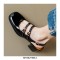 Round Toe Medium Chunky Heels Slingback Mary Janes Sandals Pumps - Black