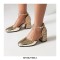 Round Toe Sequid Glitters Dorsay Ankle Buckle Rhinestones Straps Pumps - Gold