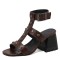 Peep Toe Ankle Straps Snake Print Chunky Heels Greek Roman Summer Sandals - Auburn