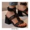 Peep Toe Ankle Straps Snake Print Chunky Heels Greek Roman Summer Sandals - Pink