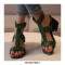 Peep Toe Ankle Straps Snake Print Chunky Heels Greek Roman Summer Sandals - Green