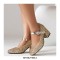 Round Toe Sequid Glitters Decorated Mary Janes Rhinestones Buckles Pumps - Gold