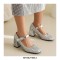 Round Toe Sequid Glitters Decorated Mary Janes Rhinestones Buckles Pumps - Silver