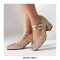 Round Toe Sequid Glitters Decorated Mary Janes Rhinestones Double Buckles Pumps - Gold