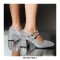 Round Toe Sequid Glitters Decorated Mary Janes Rhinestones Double Buckles Pumps - Silver